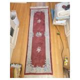 Vintage Thick Maroon 8 ft Runner Rug