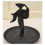 Vintage Cast Iron Japanese Geisha Figurine