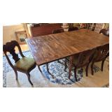 Antique Wooden Dining Table & 6 Victorian Chairs