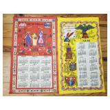 Vintage linen or cotton calendar tea towels