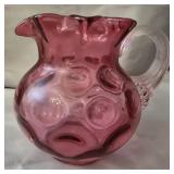 Fenton Cranberry Coin Dot Ruffle Top Pitcher