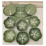 9 pc Bordallo Pinheiro Portuguese Cabbage Bowls