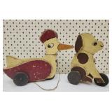 2 Vintage wooden pull toys