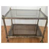 Metal Framed 2 Tier Glass Shelves Side Table