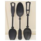 Lot of 3 Black Metal Decorative Spoons