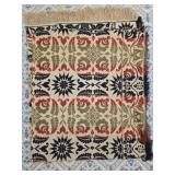 Antique late 1800s wool and linen coverlet
