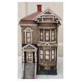 Heavy Pottery Village House Cookie Jar