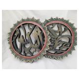 Handcrafted Japanese wooden circular plaques
