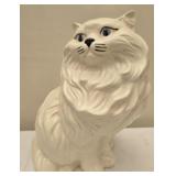 Large white ceramic cat