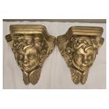 Pair of heavy gold color wall decor