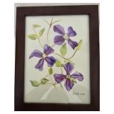 Signed Framed Purple Clematis Floral Print