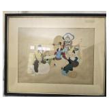 vintage Chinese painting on fabric
