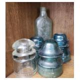 Vintage glass telephone pole insulators