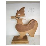 Vintage wooden folk art rooster recipe card holder