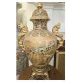 Vintage Japanese Style Porcelain Vase with a Lid