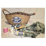 Basket with sewing supplies