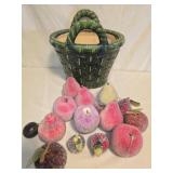 Ceramic Basket with faux fruit