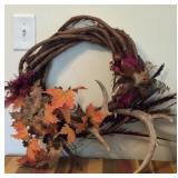 Fall themed handmade grapevine wreath