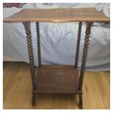 Vintage Spindle leg 2 tier wood side table