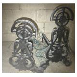 Lot of cast iron fireplace andirons as is