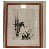framed Bamboo & Plum Blossom by C. Kano