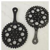 Pair of Round Cast Iron & Metal Trivets