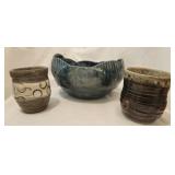 3 handmade ceramic pottery pieces