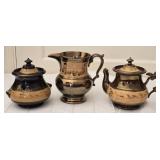 3 pc English Copper Lusterware Serving Set AS IS