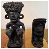 Hand carved Black clay and lava figures