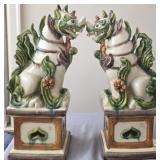 Pair Vintage Italian Glazed Foo Dogs