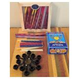 Chanuka candles and holder