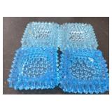 Set of 4 blue hobnail pieces