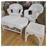 Wicker chairs coffee table and plastic Wicker