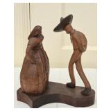 Dancing Couple Wooden Sculpture by Jose Pinal