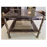 Heavy metal and glass end table