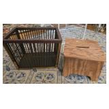 Basket and wood step stool