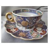 Japanese Imari porcelain teacup and saucer set.