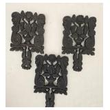3 Wilton Cast Iron Grape & Leaf Pattern Trivets