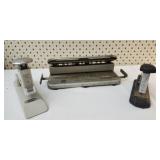 Lot of 3 Antique staples & hole punch