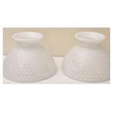 Pair of Hobnail Pattern Milk Glass Lamp Globes