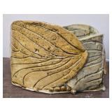 Heavy Hand Made Leaf Pattern Pottery Bowl