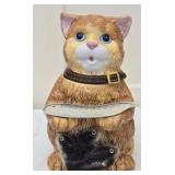 CKA Ceramic Cat with Sardines Cookie Jar