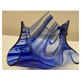 Blue and clear glass piece