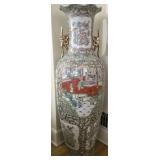 Large Chinese Famille Rose Porcelain Floor Vase