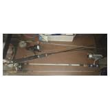 Lot of rods and reels some steel rods