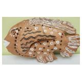 Handcrafted clay fish pottery sculpture
