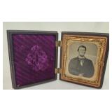 Antique cased photograph velvet lining interior