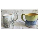 2 handcrafted ceramic coffee mugs