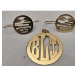 B.L.I 14K gold earrings and pendant