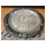 Silver plated dish with glass insert